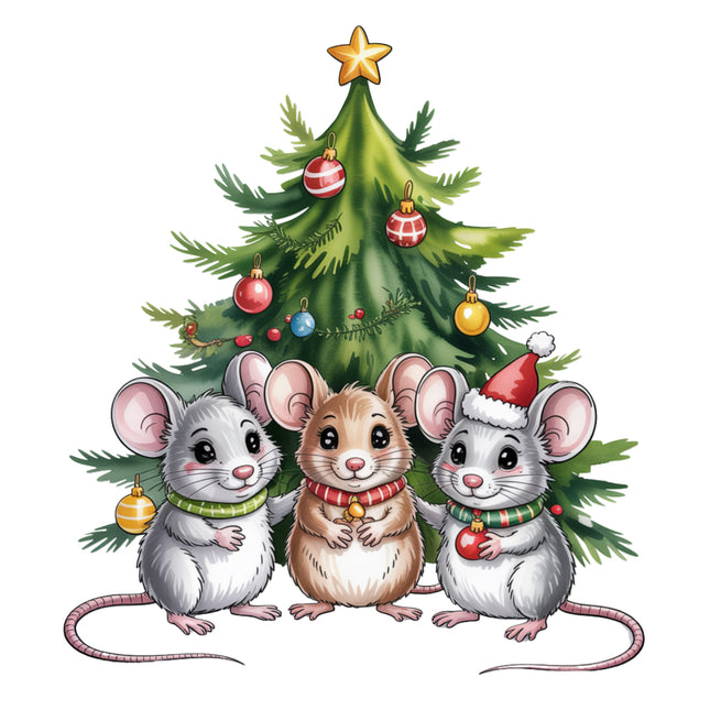 festive Christmas mice fabric panel