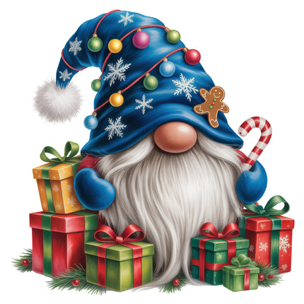 festive Christmas gnome with Christmas lights fabric panel