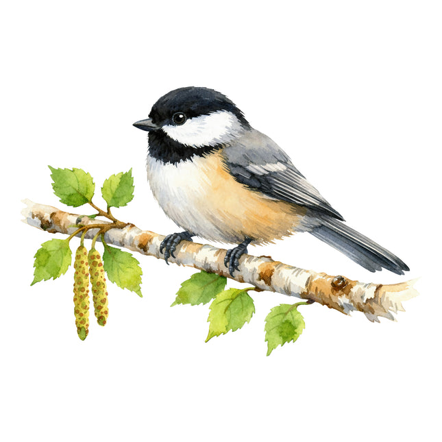 Bird perched on a branch with leaves quilt block