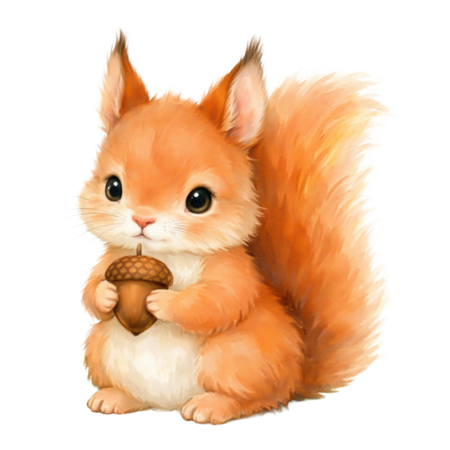 squirrel holding an acorn quilt block