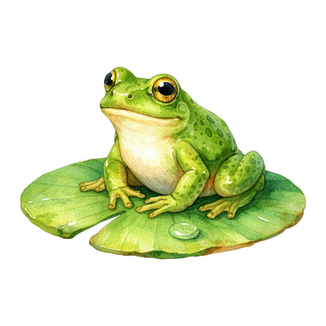 Green frog on a lily pad quilt panel