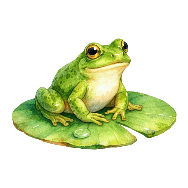 Green frog on a lily pad fabric panel