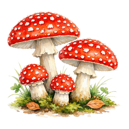 red mushrooms fabric panel