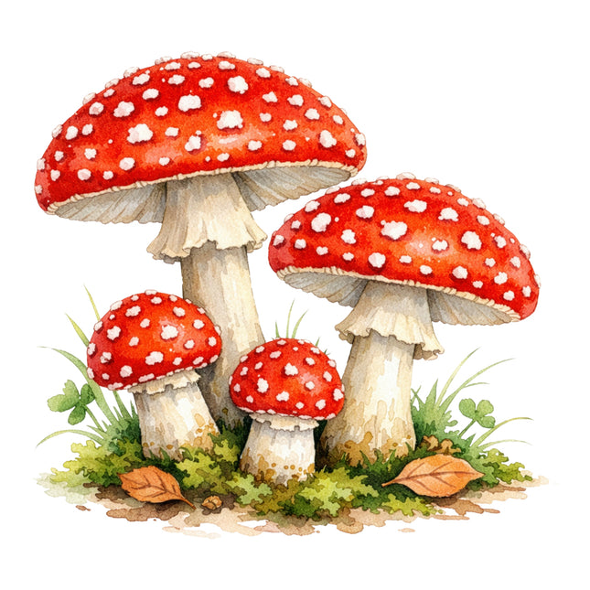 red mushrooms fabric panel