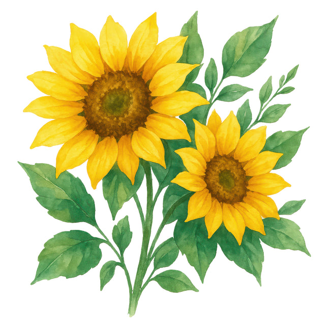 Two yellow sunflowers fabric panel