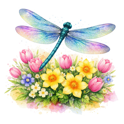 Colorful dragonfly fabric panel