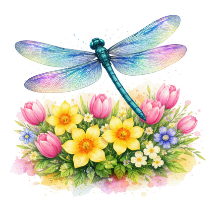 Colorful dragonfly fabric panel