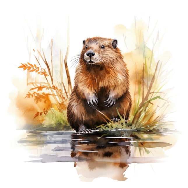 beaver in pond quilt block