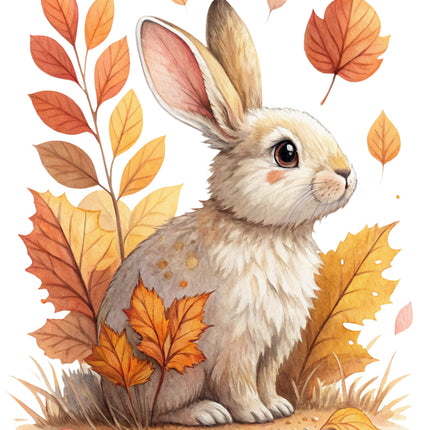autumn rabbit fabric panel