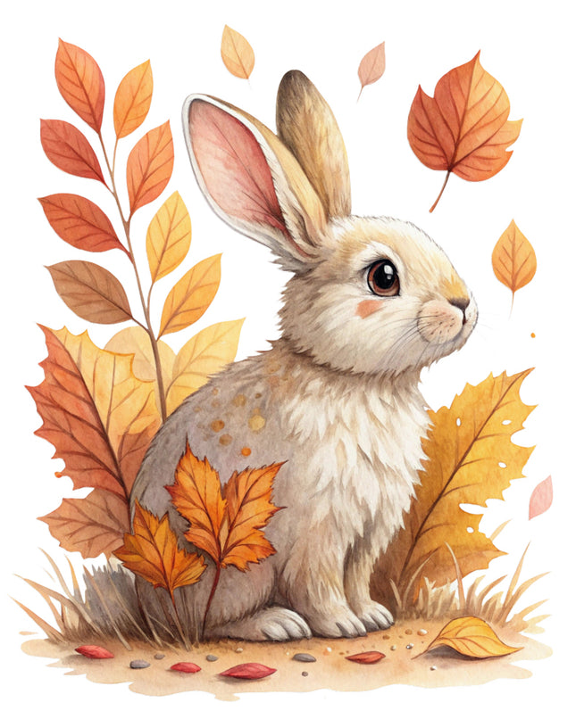 autumn rabbit fabric panel