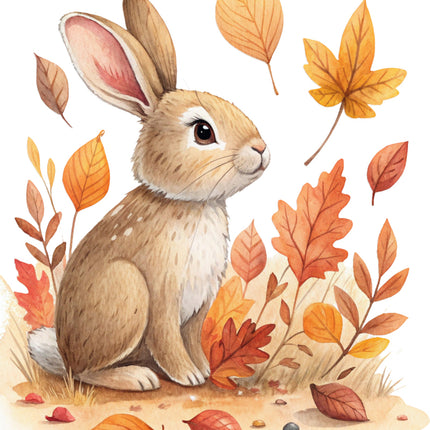autumn rabbit fabric panel