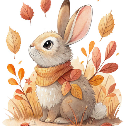 autumn rabbit fabric panel