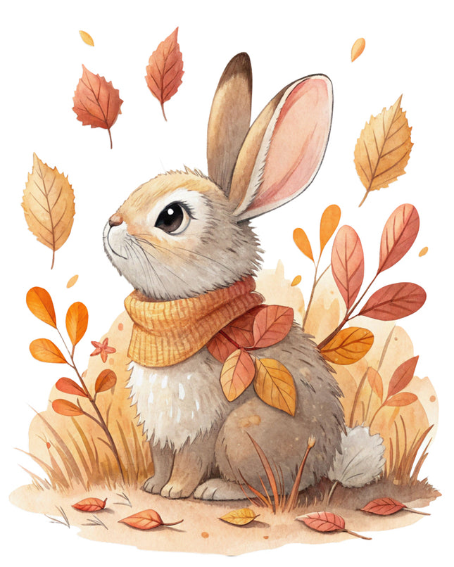 autumn rabbit fabric panel