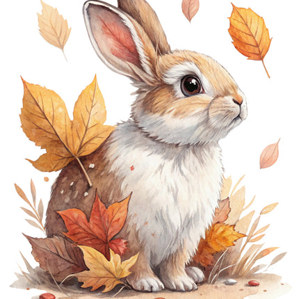 autumn rabbit fabric panel