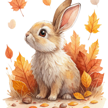 autumn rabbit fabric panel