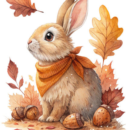 autumn bunny fabric panel