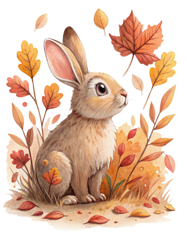 autumn bunny fabric panel