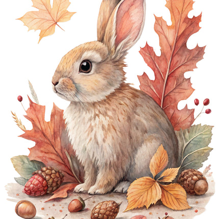 autumn rabbit cotton fabric panel