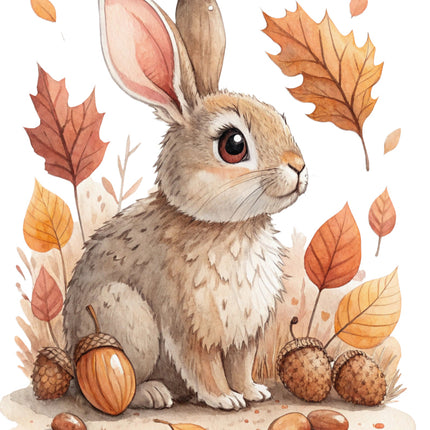 autumn bunny fabric panel