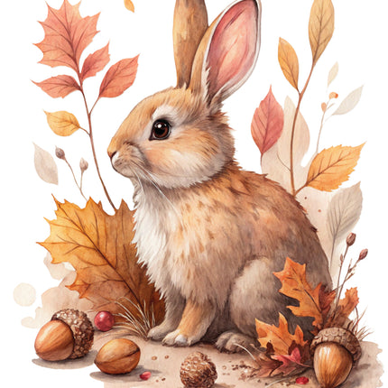 autumn rabbit cotton fabric panel
