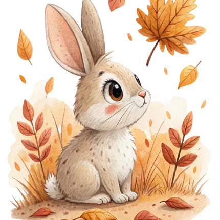 autumn rabbit cotton fabric panel