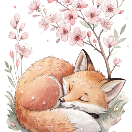Sleeping fox fabric panel