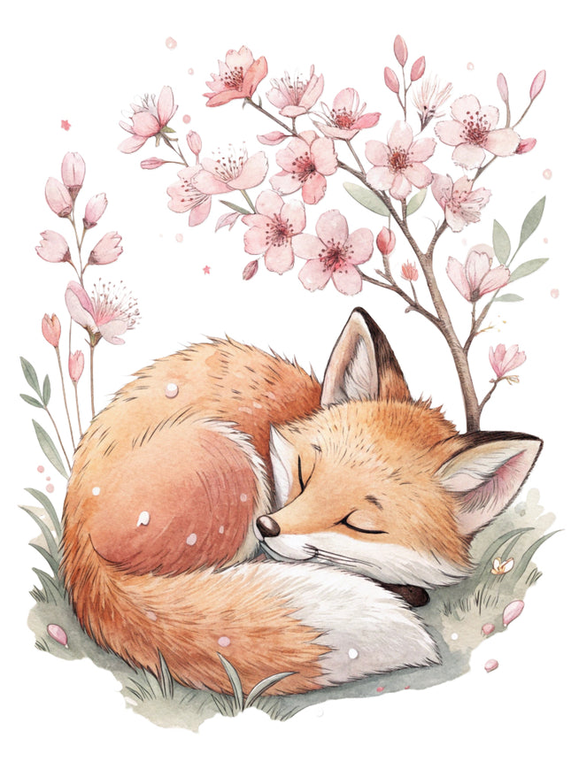 Sleeping fox fabric panel