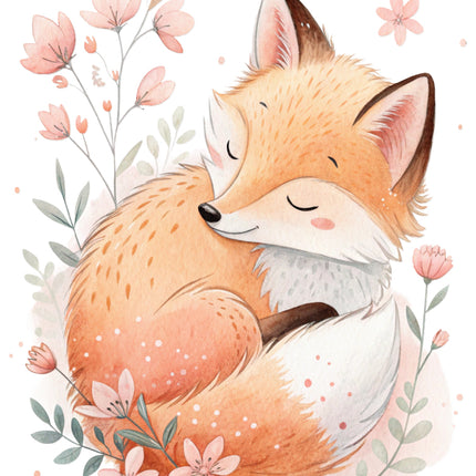 Sleeping fox fabric panel