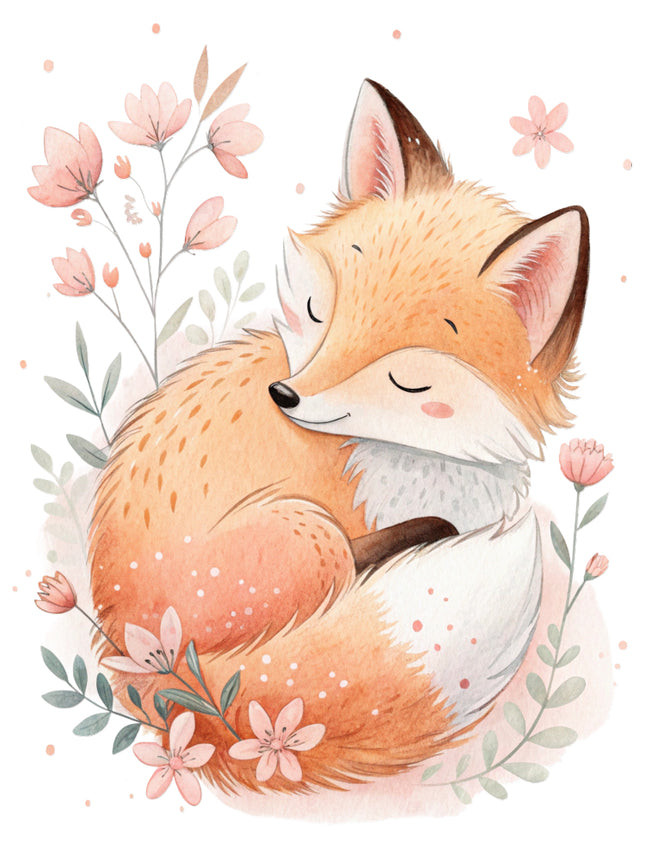 Sleeping fox fabric panel