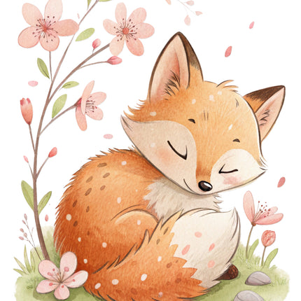 Sleeping fox fabric panel
