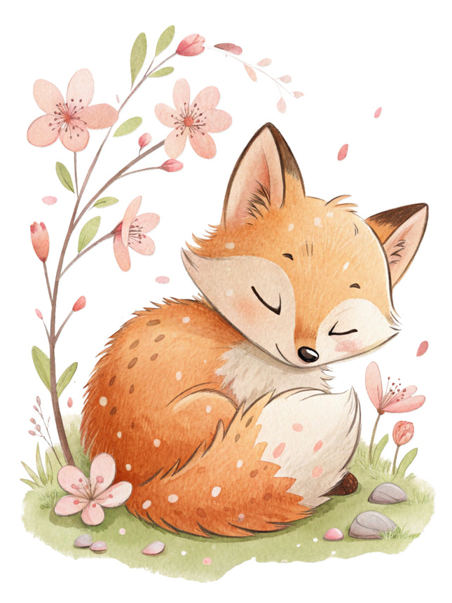Sleeping fox fabric panel