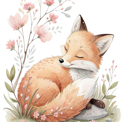 Sleeping fox fabric panel