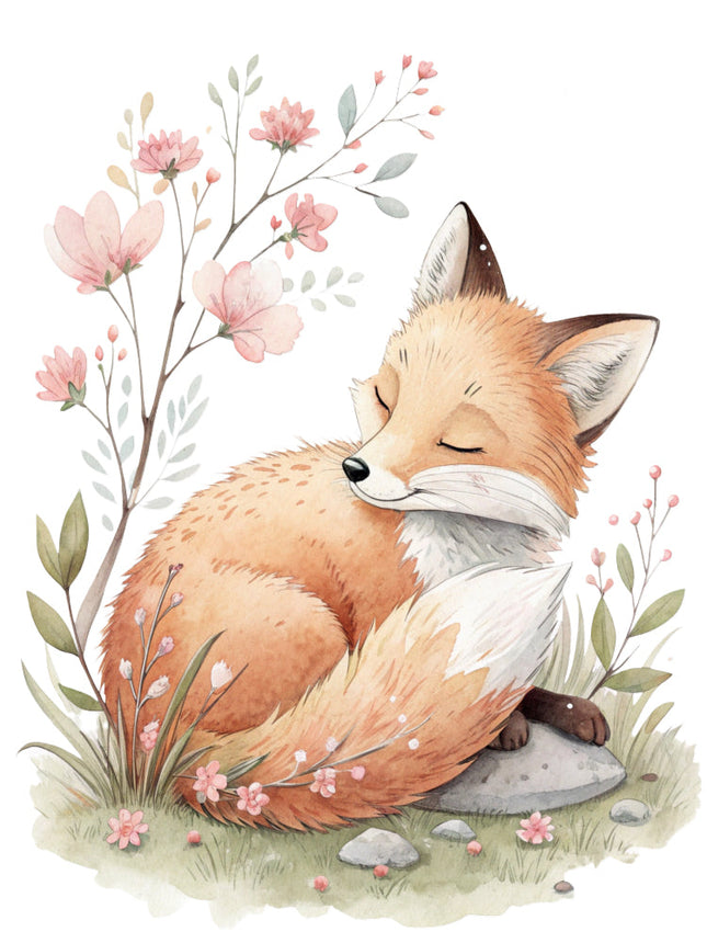 Sleeping fox fabric panel
