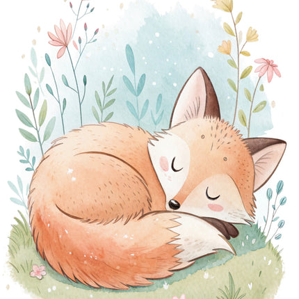 cherry blossom fox fabric panel