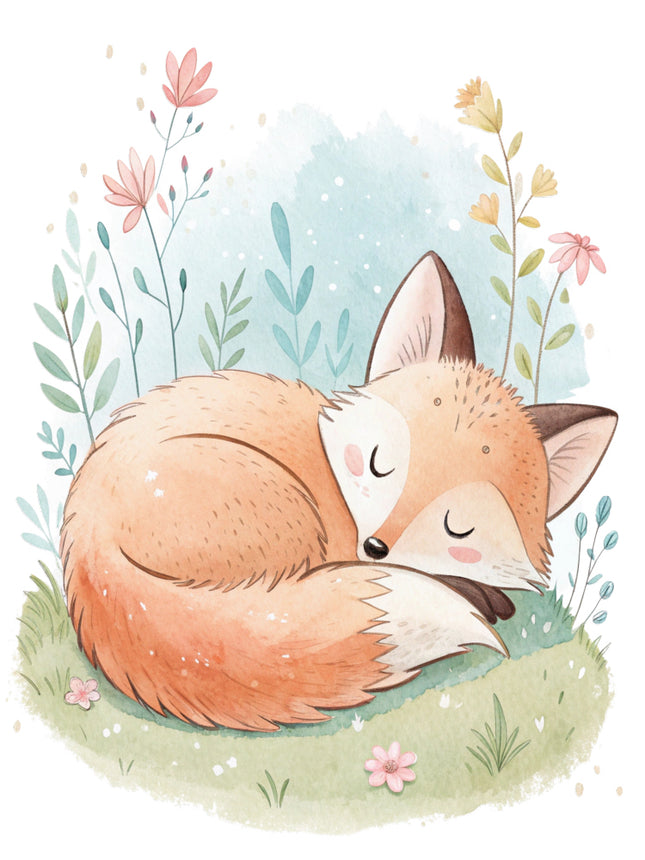cherry blossom fox fabric panel