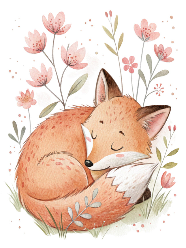 cherry blossom fox fabric panel