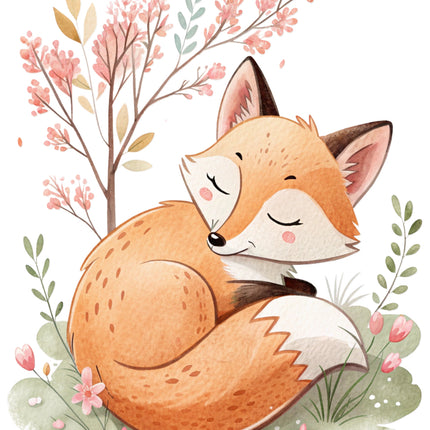 Sleeping fox fabric panel