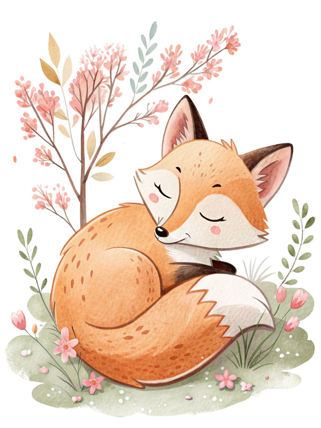 Sleeping fox fabric panel