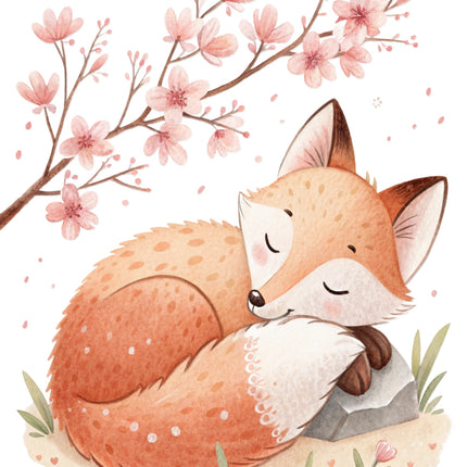 Sleeping fox fabric panel
