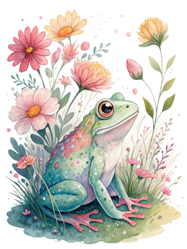 floral frog quilt block