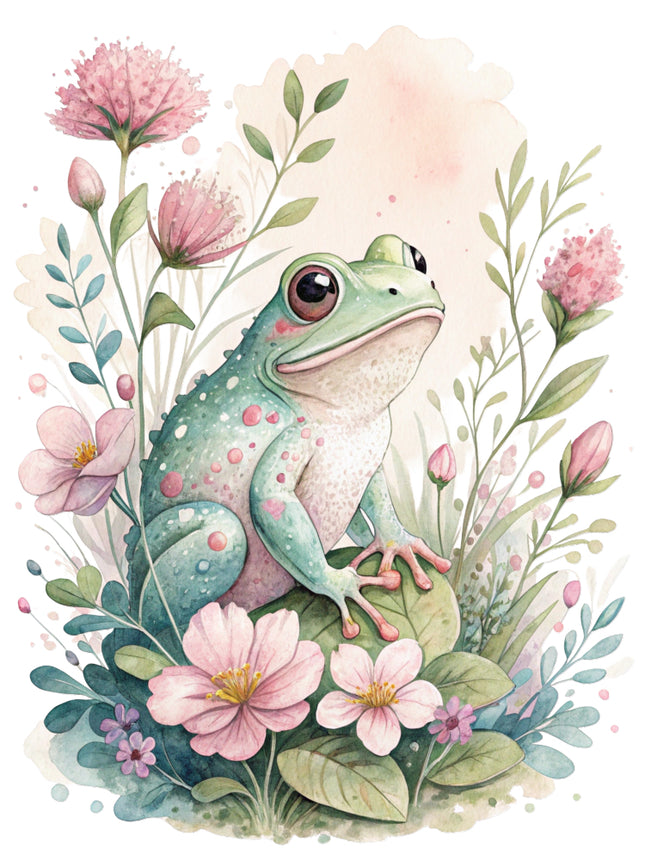 floral frog quilt block