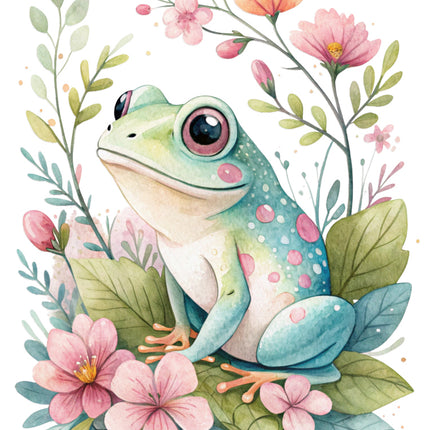cherry blossom frog fabric panel