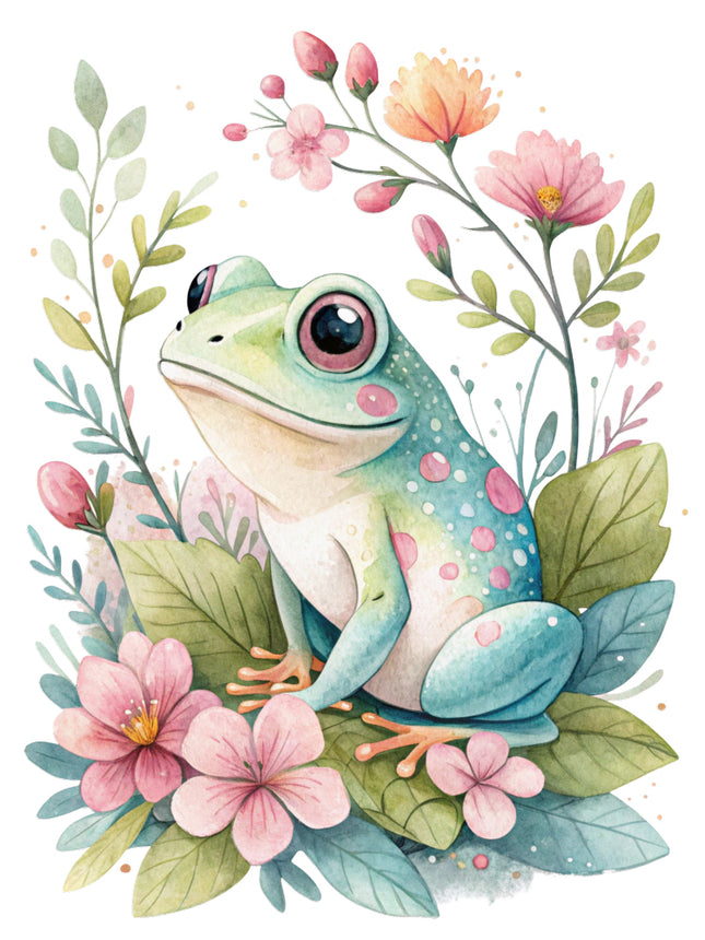 cherry blossom frog fabric panel