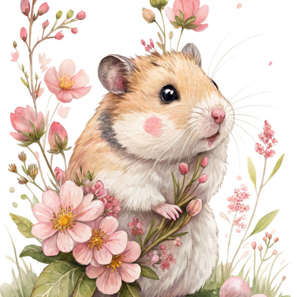floral hamster fabric panel