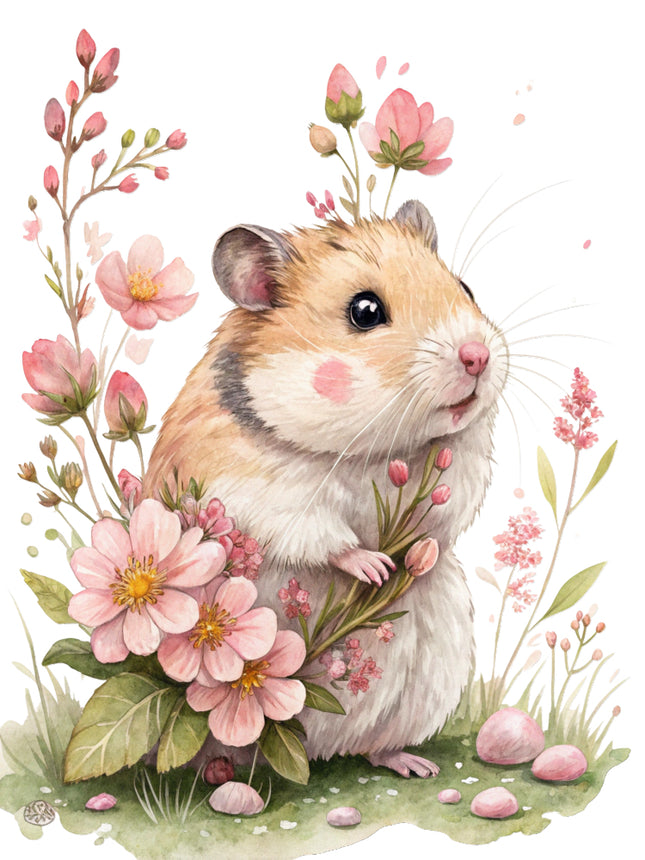 floral hamster fabric panel