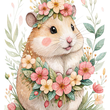 floral hamster fabric panel