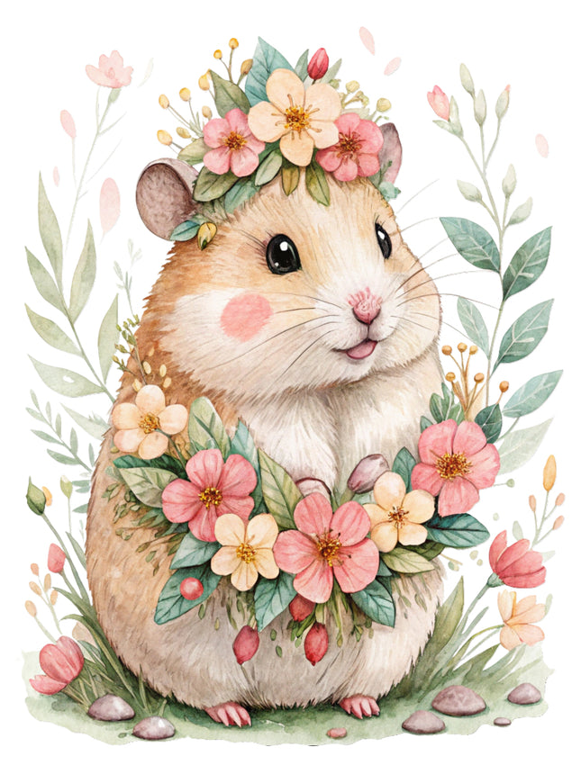 floral hamster fabric panel