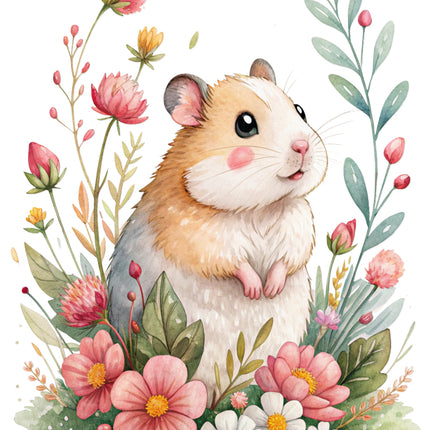 floral hamster fabric panel