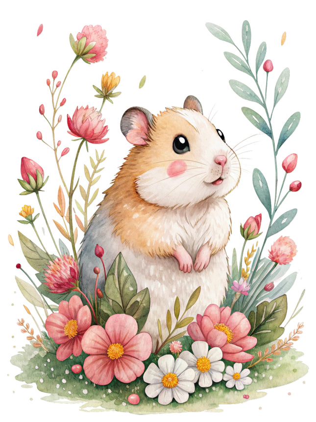 floral hamster fabric panel