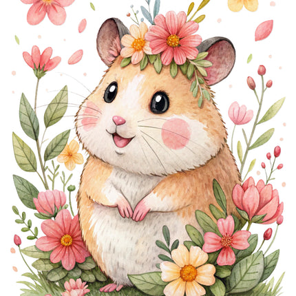 floral hamster fabric panel